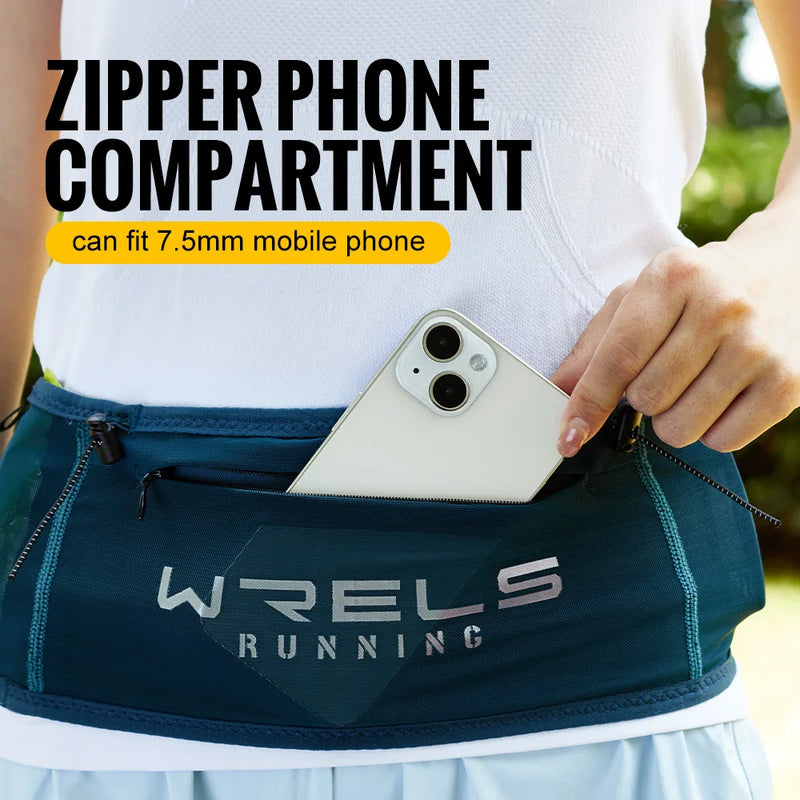 WRELS Running Fanny Pack Running Bag Waist Pack High Elasticity Breathable Lightweight Marathon Waist Bag Bottle Sports Jogging