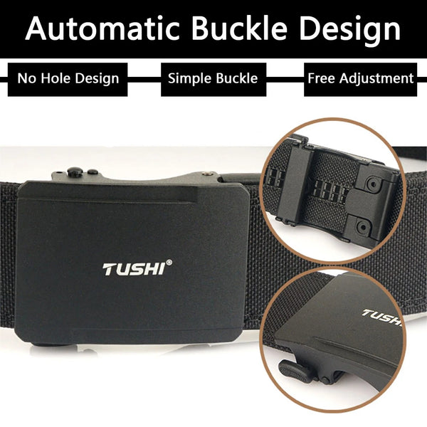 TUSHI Brand Tactical Double-Layer Thick Waistband Men's Outdoor Nylon Waistband 4.3 Wide Upgraded Automatic Buckle Gun Waistband