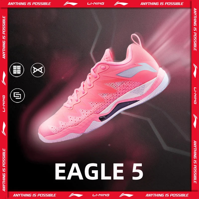 ស្បែកជើងវាយសី Li-Ning Unisex EAGLE 5 BOOM Cushion ទម្ងន់ស្រាល លោតបានលឿន ស្បែកជើងប្រកួតអាជីព LiNing AYAU007