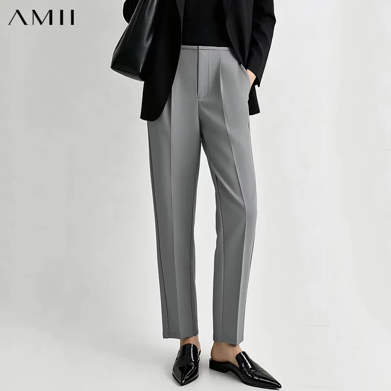 Amii Women's Pants 2026 Autumn New Wrinkle-Free Casual Tapered Trousers Office Lady Versatile Tailored Fit Women Pants 12613005