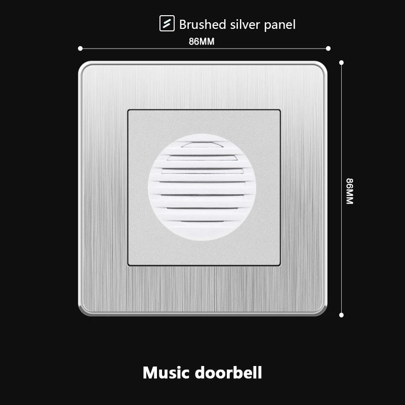 Wall Doorbell Switch Reset Push Button Wire drawing Panel,EU/UK/US/Standard Home hotel doorbell Automatic reset button switch 86