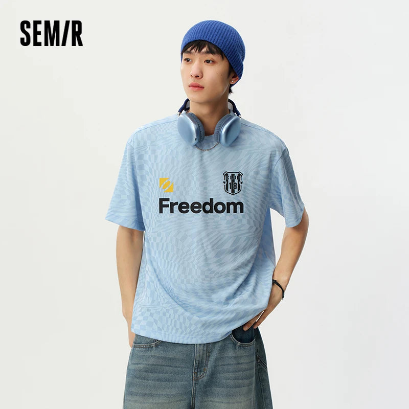 Semir Mens Tshirt 2026 Letter Printed Fashion Jersey Couple Style Irregular Jacquard Knitted