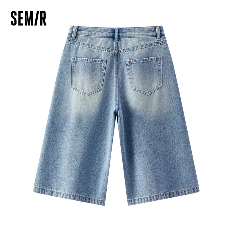 Semir Womens Denim Pants 2026 Loose Straight Knee Length Casual Style Fashion Soft Daily Wear