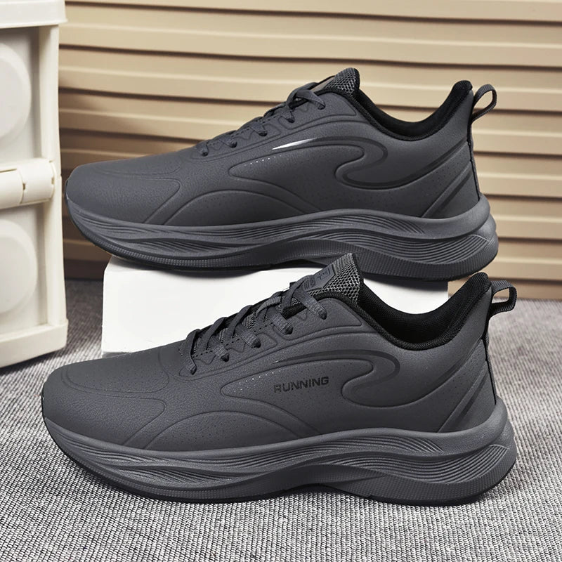 Couples Jogging Shoes 2025 New Leather Casual Sneakers Anti Slip Wear Resistant Fashion Outdoor Fitness Running Shoes for Women
