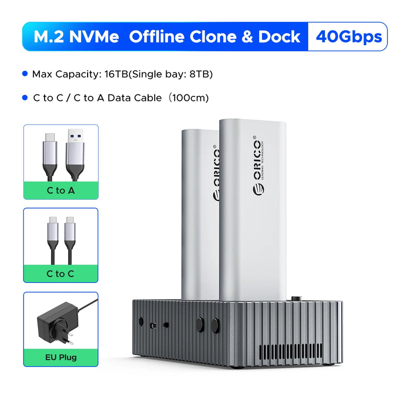 ORICO USB4 Internal SSD Duplicator Docking Station 40Gbps M.2 NVMe SSD Clone Docking Station 2/4 Bay Offline Clone SSD Enclosure