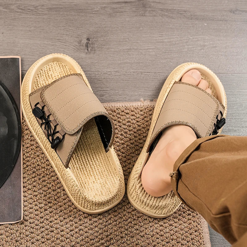 Men's slip on casual slippers summer breathable lightweight outdoor beach shoe soft sole non slip comfort youth fashion slippers