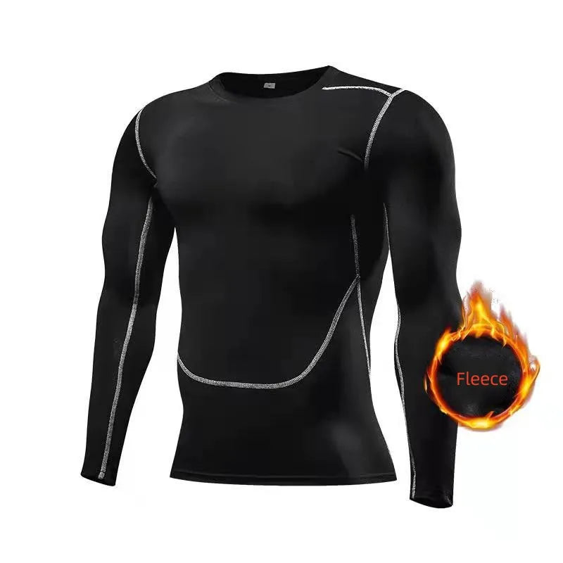 Men's Long Sleeve Compression T-Shirt Quick Dry Tight Fitness Top Winter Sportswear for Gym Running Jogging Training Athletic