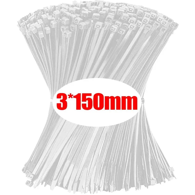 100-1000 PCS Self-locking Plastic Nylon Tie Black Fastening Strap Cable-Tie-Set Cable Zip Tie Fastening Ring Zip Wraps Strap Tie