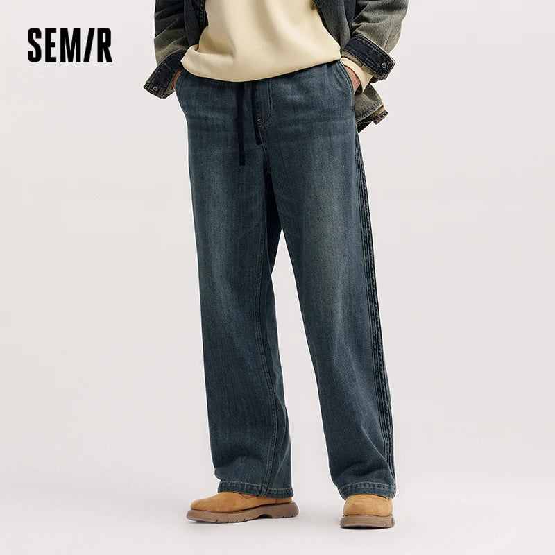 Semir Vintage Jeans Men 2026 Spring Loose Straight Leg Retro Style Casual Daily Wear Versatile Stylish Trousers
