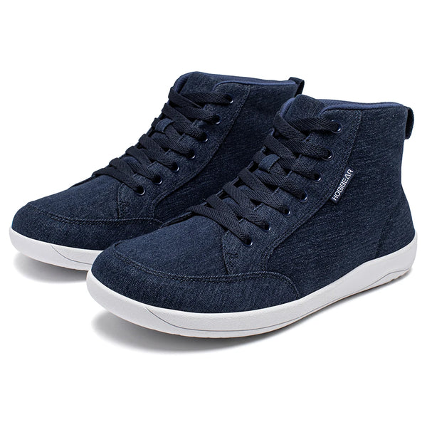 HOBIBEAR Mid-Top Barefoot Shoes Unisex Wide Toe Box Canvas Sneakes Zero Drop Lace Up Outdoor Walking Shoes