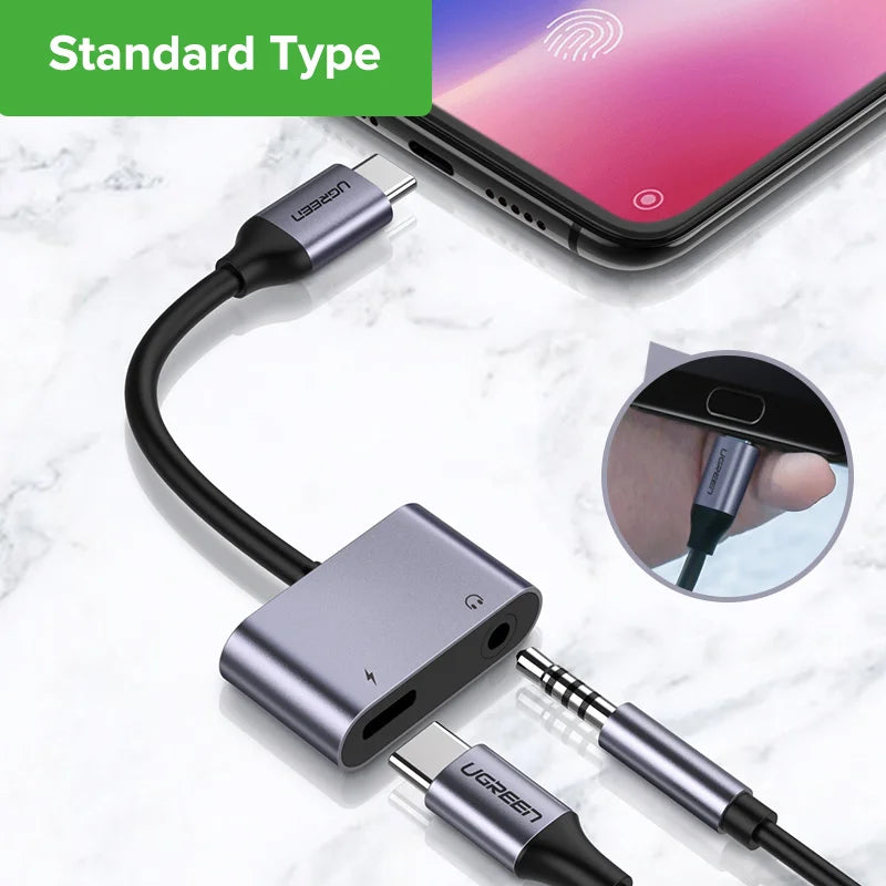 UGREEN USB C to Jack 3.5 Type C Cable Adapter USB Type C 3.5mm AUX Earphone Converter for Huawei P20 Pro Xiaomi Mi 6 8 9 se Note