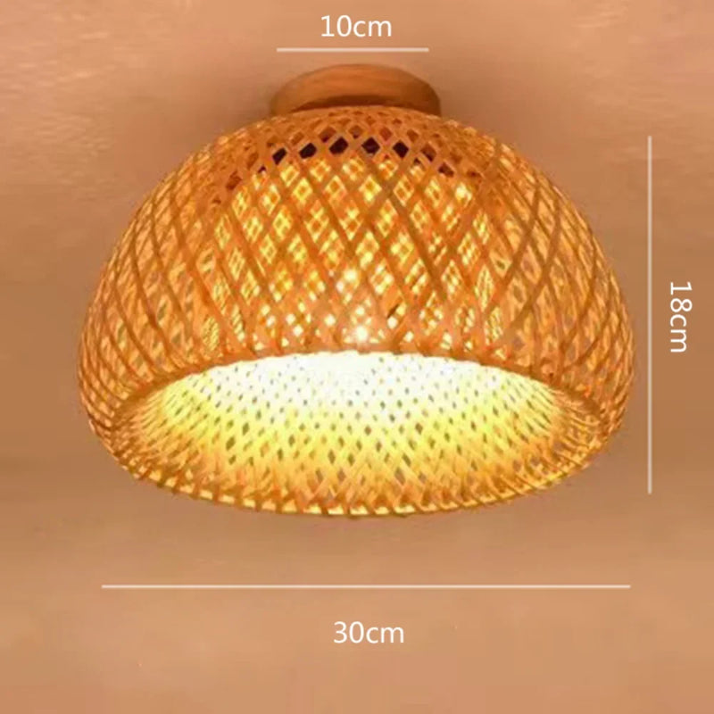JOYINLED Oriental Bamboo Flush Mount Ceiling Light, Natural Chinese Japanese Style Lantern for Garden, Restaurant, Hotel, Bedroo