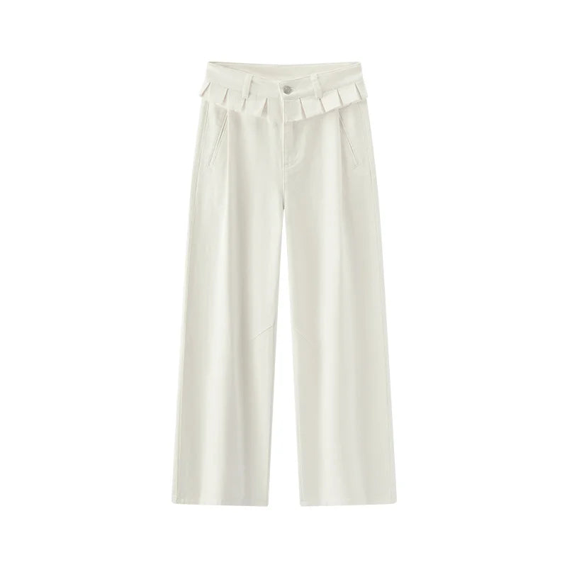 Semir Women Jeans Pleated 2026 Ruffle Trim Loose Fit Wide Leg Urban Casual Everyday Style Soft Comfortable Daily Wear