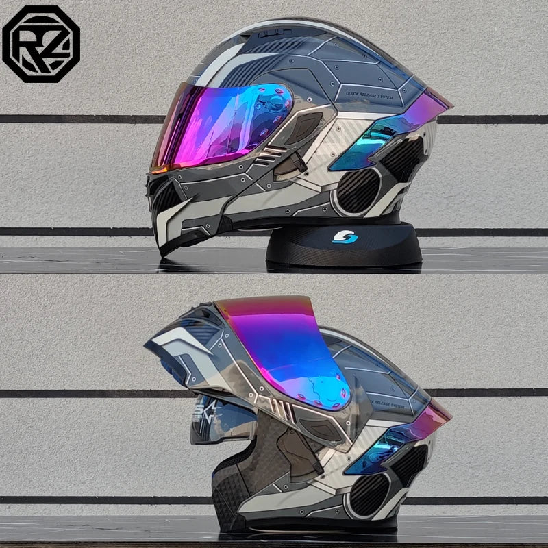 ORZ-991 Flip over Motorcycle Helmet Modular Full Face Motorcycle Helmet with Sunshade Mirror Dual Lens Motorcycle Equipment