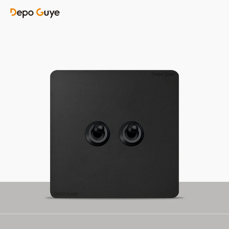 86 Type Retro Wall Momentary Reset Switch Brass Lever 1-4 Gang Bronzed Antique Switches Stainless Steel Panel For Home