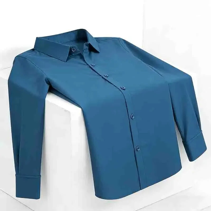 2026 New Men's Breathable Navy Blue Long Sleeve Shirt Spring & Autumn Casual Button Up Top for Daily Commute