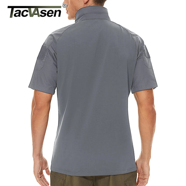 TACVASEN Men's Short Sleeve T-Shirts With Zipper Pockets Mens Summer Solid T Shirts Safari Tee Shirts Breathable Work Clothing