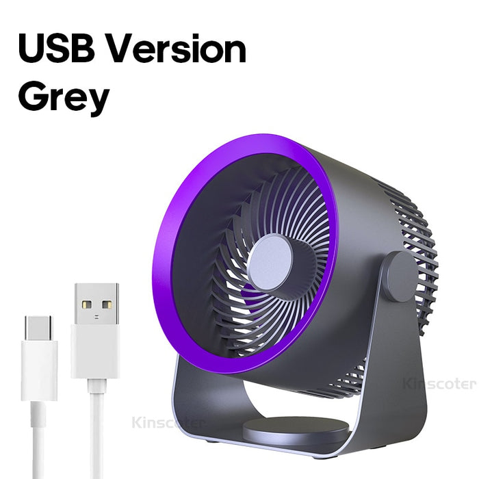 Home Air Circulation Fan 4000mah Silent Multifunctional Wall Fan Air Conditioning 3 Speeds Ventilator For Bedroom Kitchen Office USB Grey