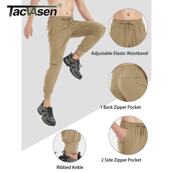 TACVASEN Summer Quick Dry Hiking Pants Mens Casual Zipper Pockets Sports Training Pants Outdoor Jogger Running Gym Work Trousers