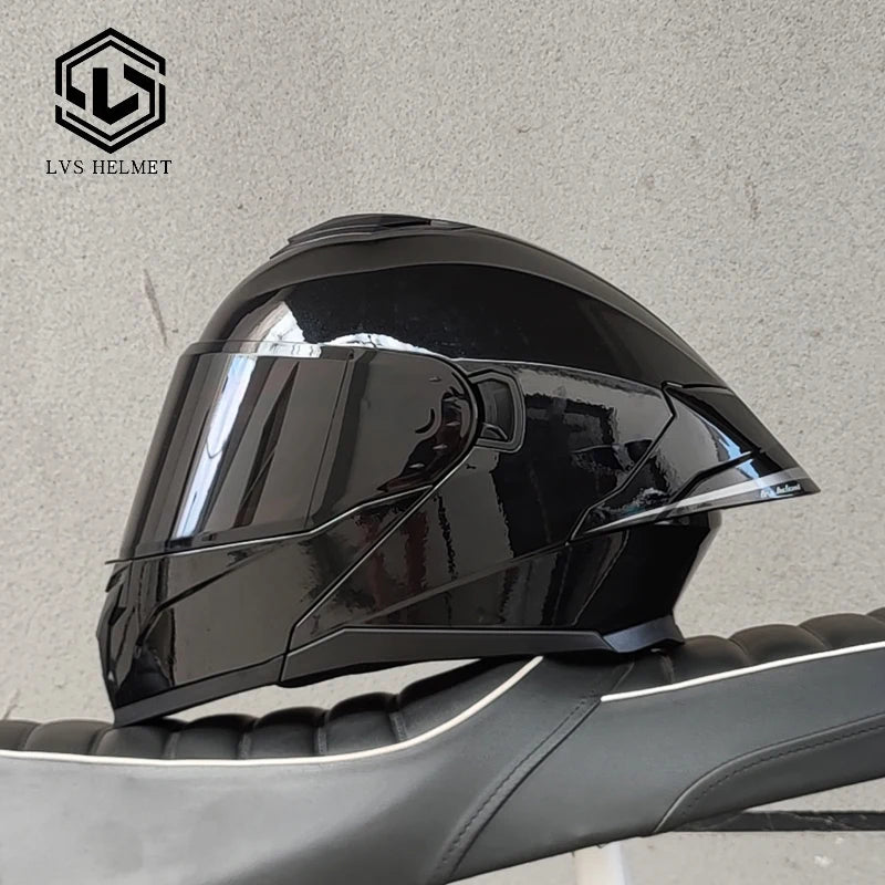 LVS-909S Modular Flip Helmet Double Lens Full Face Motorcycle Helmet DOT Approved Personalized Large Tail Wing