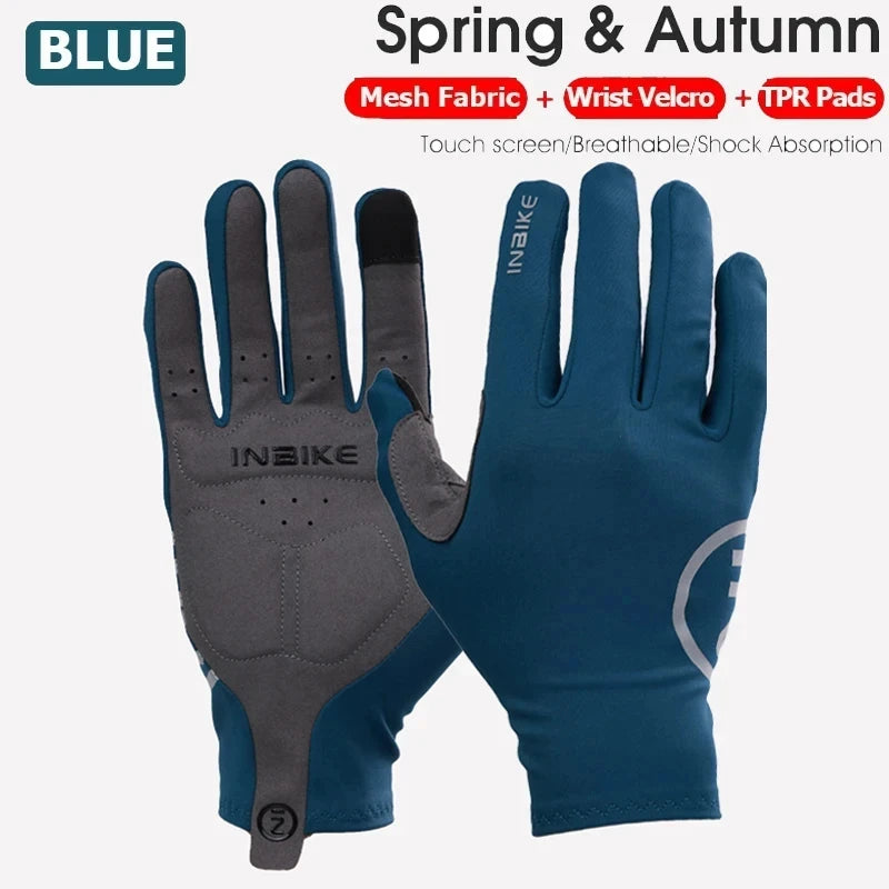 INBIKE Full Finger MTB Cycling Gloves Man Touchscreen Breathable Bicycle Road Bike Gloves Mountain for Men Biking Racing Gloves