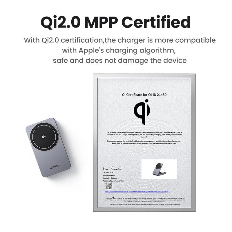 UGREEN 3-in-1 MFi 15W MAX Magnetic Wireless Charger Qi2 Certificated Charging Stand For iPhone 16 17 Pro Max Fast Charger