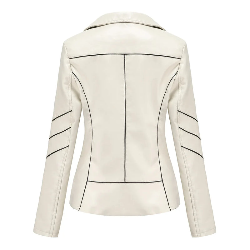 Red PU Faux Leather Jacket Women Fashion Casual Biker Jackets Outwear Female Tops Spring and Autumn Black Leather Jacket Coat