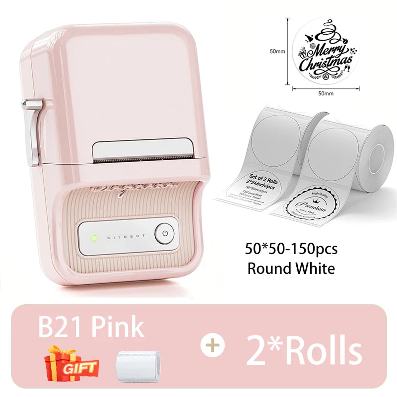 NiiMbot B21 Mini Thermal Printer Wireless Barcode Label Maker Bluetooth Portable Adhesive Label Printers for Office Commercial
