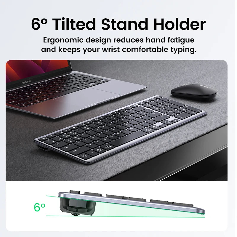 【KR SALE】UGREEN Keyboard Wireless Bluetooth 5.0 2.4G Korean/EN 99 Keycaps For MacBook iPad PC Tablet USB C Rechargeable Key