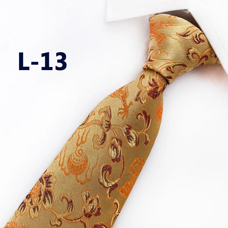Men's Red Tie with A Chinese-style Design, Featuring A Jacquard Pattern of A Chinese Dragon; Available in Multiple Colors.