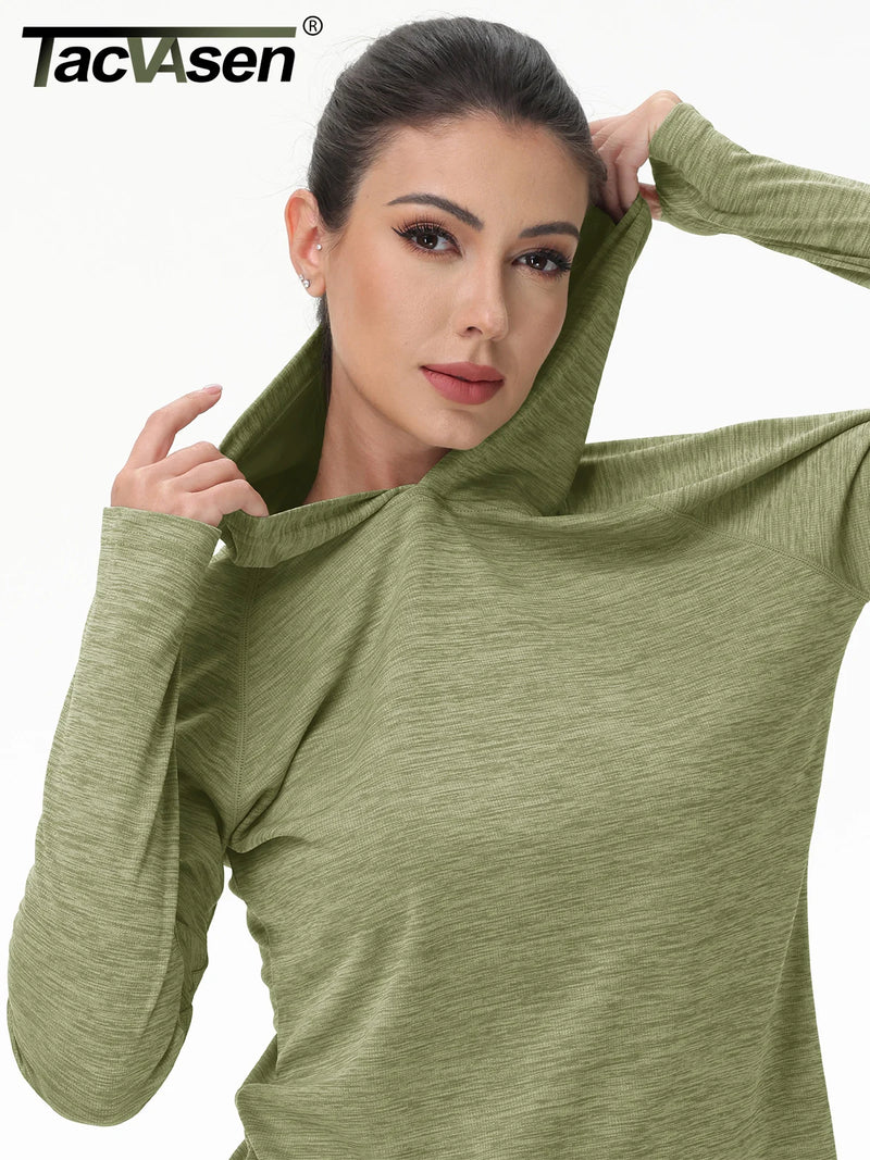 Women's UPF 50+ Sun Protection Hoodie Lightweight Long Sleeve Thumb Hole Hooded Sweatshirt for Hiking, Running & Workout