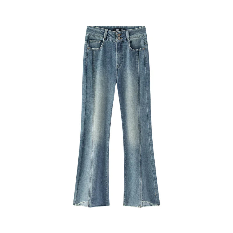 Semir Soft Jeans Women 2026 Spring Raw Hem Split Gradient Flare Leg Casual Fashion Comfortable Versatile Long Trousers