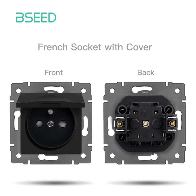 BSEED EU Standard Button Light Switch 1/2Gang 1/2Way Wall Socket USB Type-C DIY Function Parts Glass Panel Free Combination