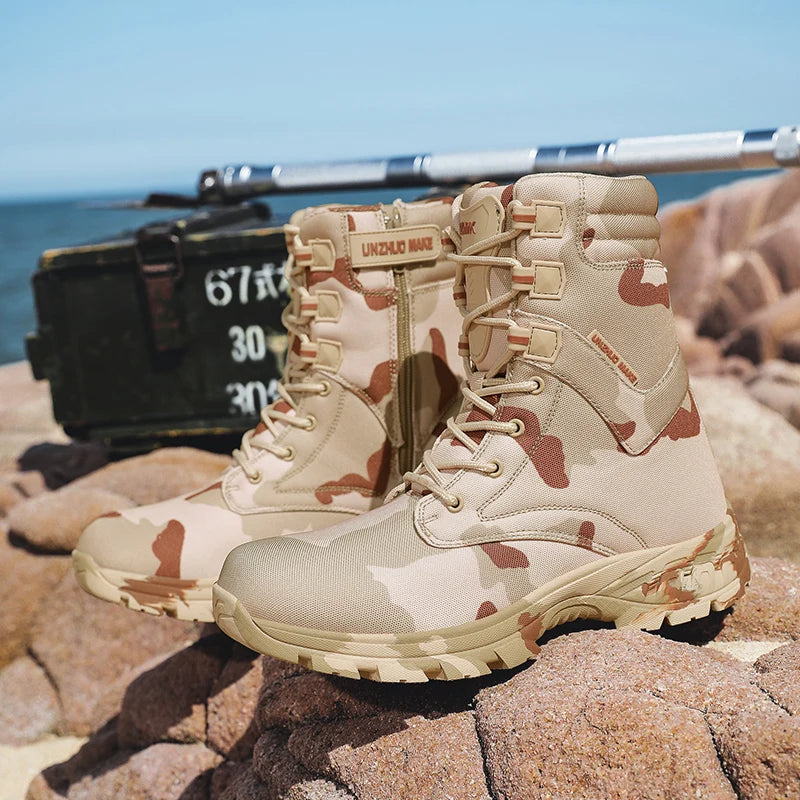Men's high-top jungle battlefield training boots four seasons new breathable non-slip light outdoor hiking tactical combat boots