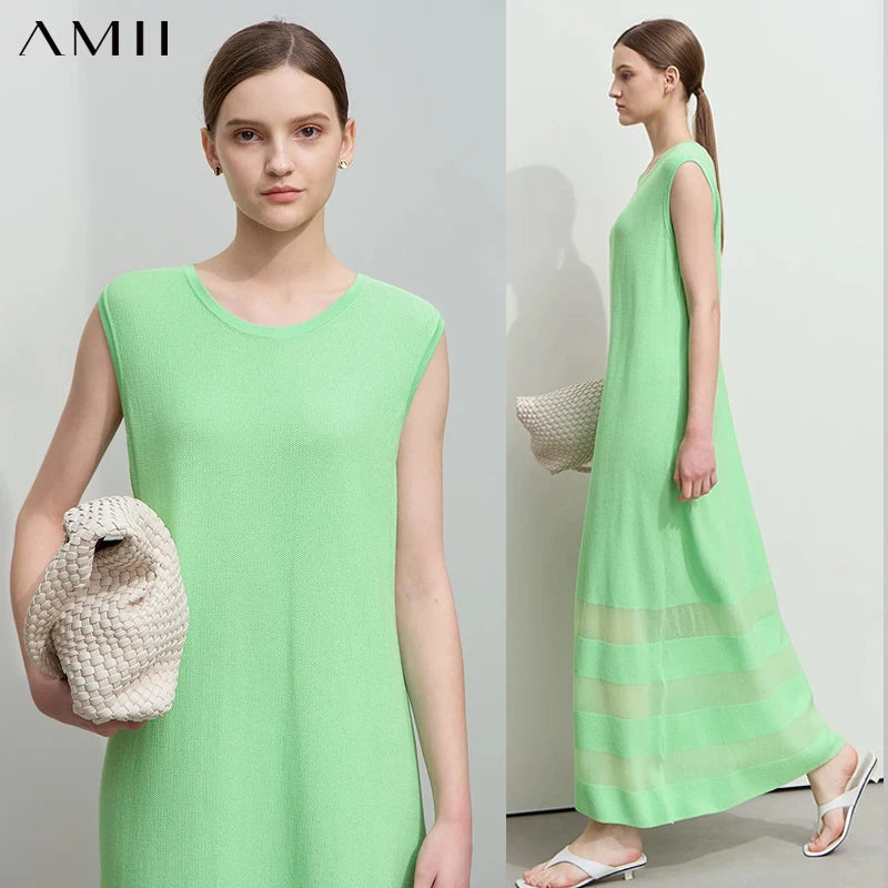 រ៉ូបប៉ាក់នារី AMII Minimalist ឆ្នាំ ២០២៥ រដូវស្លឹកឈើជ្រុះថ្មី ម៉ូដធម្មតា អាវក្រៅ O Neck លាតដៃអាវ Lycra រ៉ូបវែង 12541042