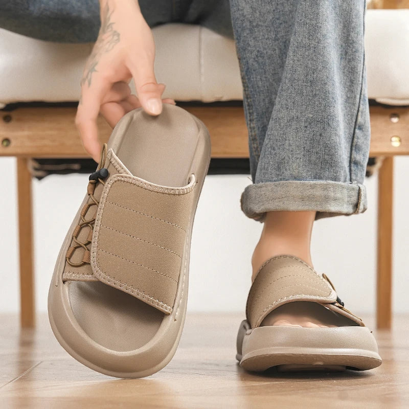 Men's Casual Slide Slippers Summer Breathable Lightweight Soft Sole Outdoor Beach Walking Shoes Slip On Sports Comfort Slippers