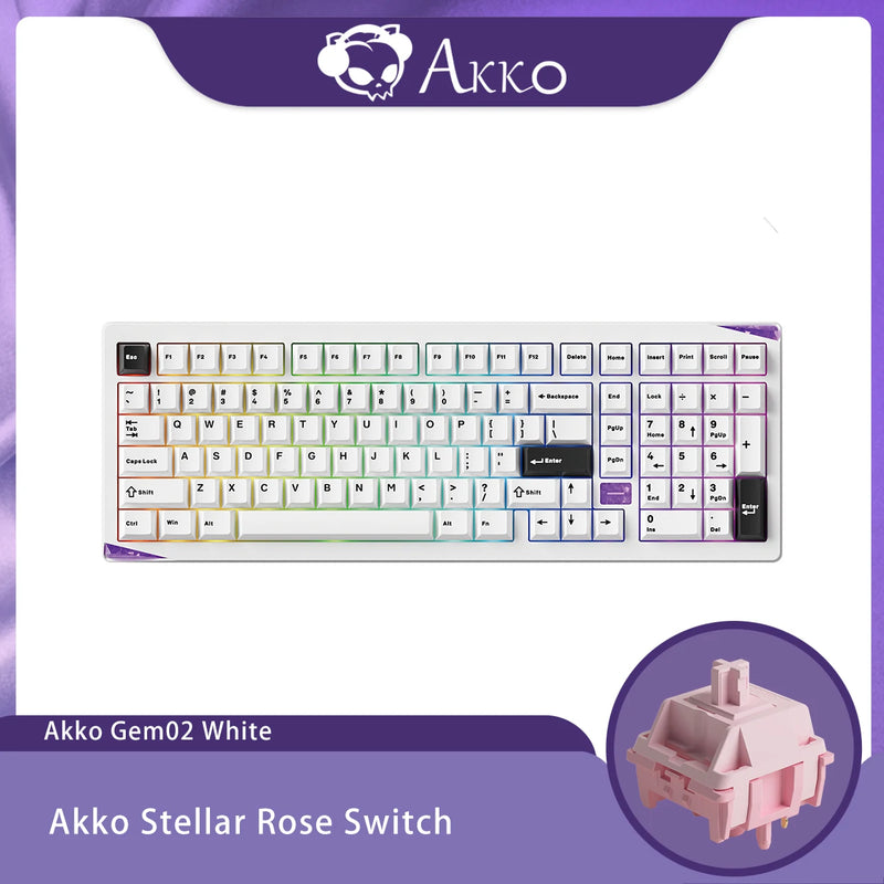 Akko Gem 02 VIA Custom Mechanical Keyboard 1800 Compact Layout with Corner RGB Tri-mode Keyboard Rapid Disassemble Aluminum CNC