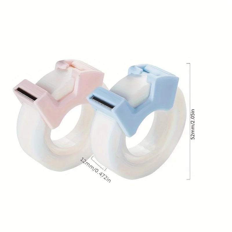 2pcs Clear Tape, Dispenser with Cutte, for Students, Office, Perfect for Correcting Mistakes. Transparent Tape, pink and blue