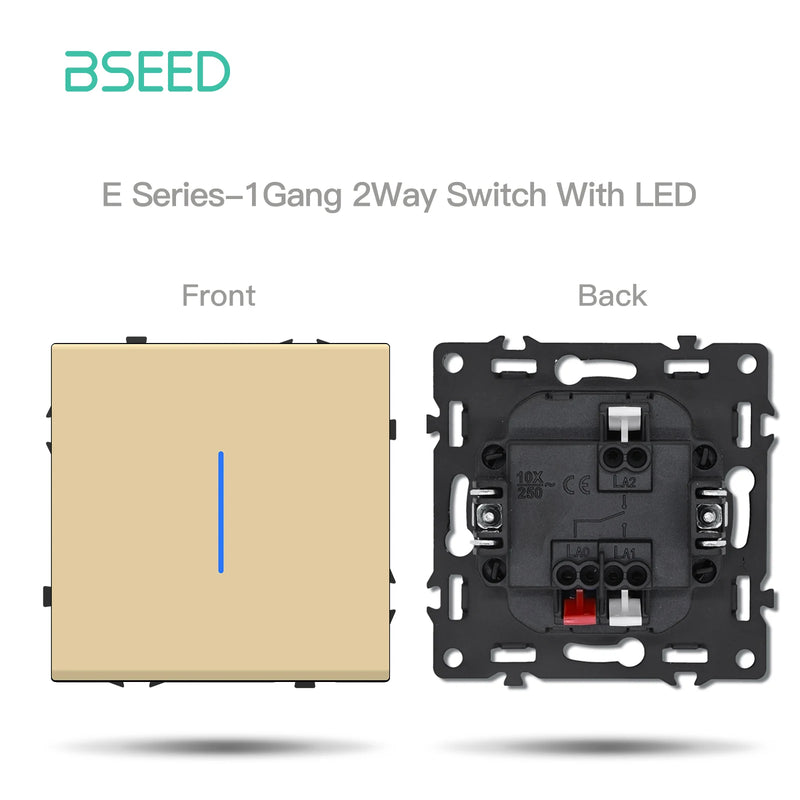 BSEED E Series Button Light Switch 1/2Gang 1/2Way USB Type-C Socket Module Part Internet TV Socket DIY Part 80mm Plastic Frame