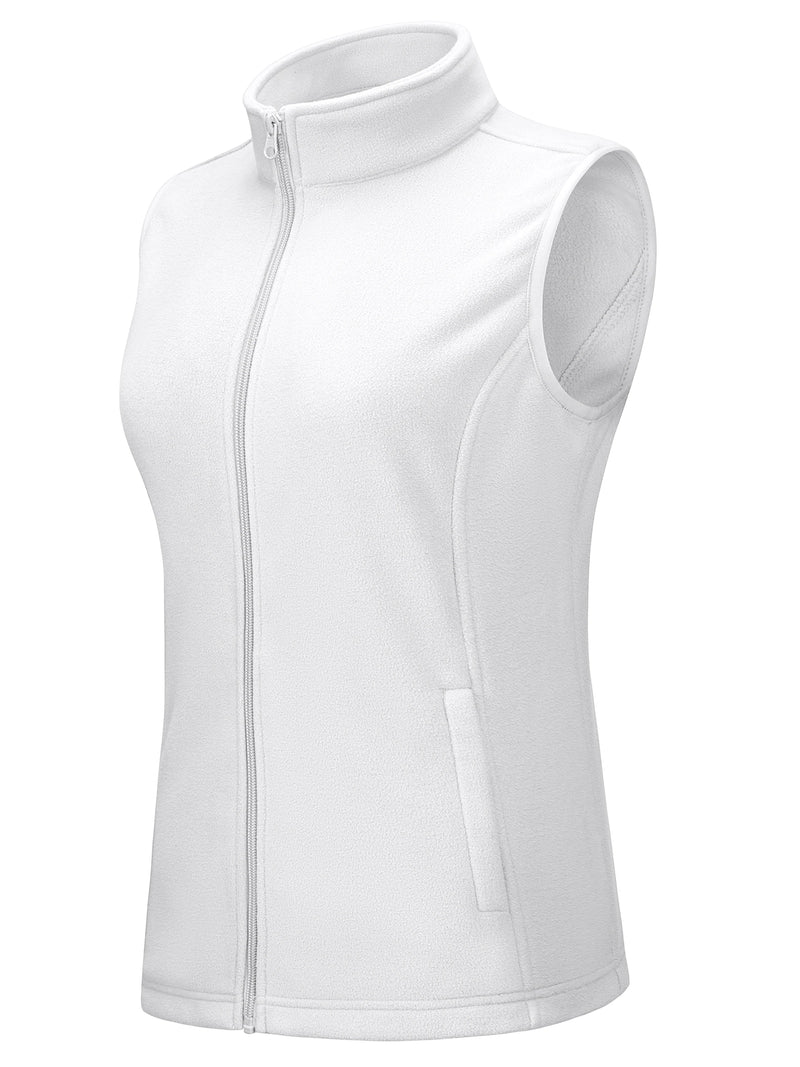 TACVASEN Women's Autumn Winter Lightweight Polar Fleece Vest Full-Zip Layering Jacket with 2 Pockets for Hiking and Daily Wear