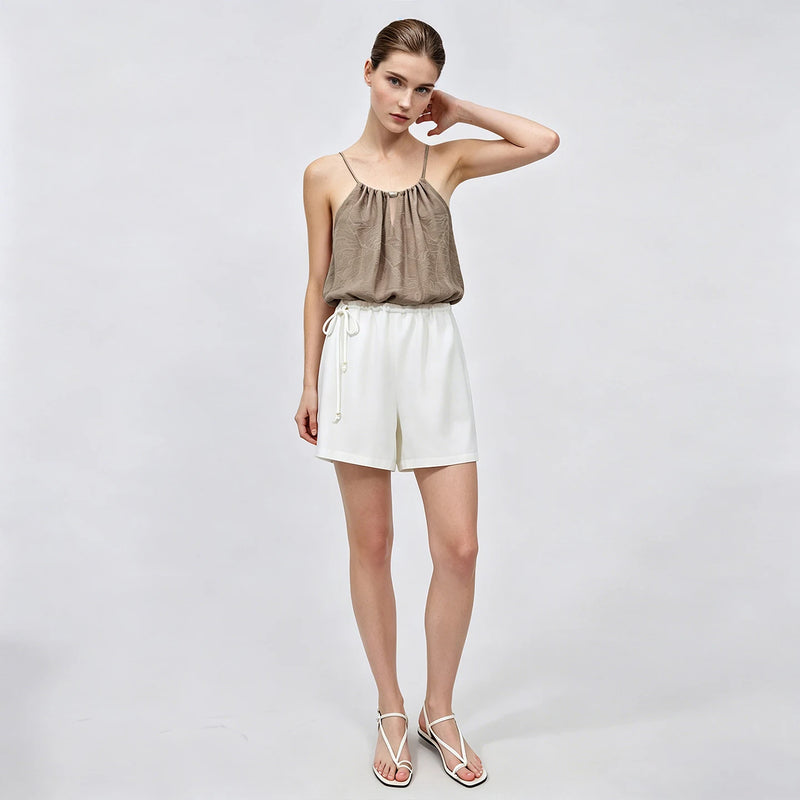 Amii Halter Tie Cami 2026 Summer New Linen Blend Jacquard Sleeveless Cami Breathable Loose Casual Tank Top For Women 12622200
