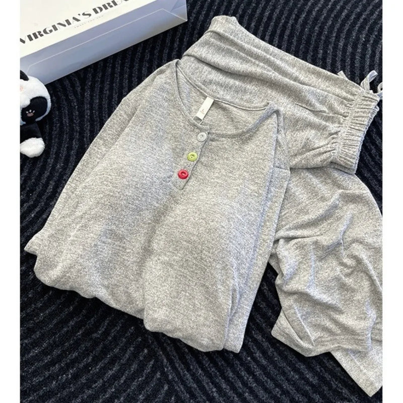 Ladies Pyjamas Chest Pads Sleepwear Female Sleeping Pajamas Set 2026 Autumn Long Sleeve Loungewear Pijama Mujer Homewear Suit
