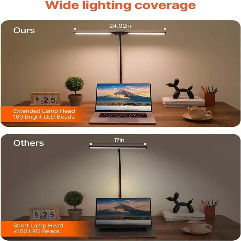 ចង្កៀងតុ LED ដែលអាចបន្ថយពន្លឺបាន ៥ ពណ៌ ក្បាលពីរ ការពារភ្នែក ចង្កៀងម៉ូនីទ័រកុំព្យូទ័រ ចង្កៀងតុ USB ចង្កៀងអានសម្រាប់ចង្កៀងការិយាល័យ