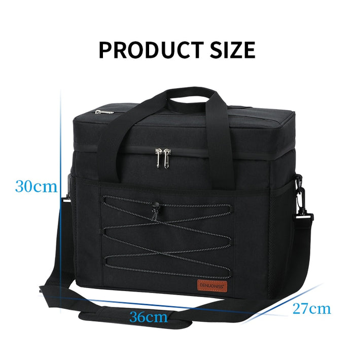 DENUONISS 40 Cans Large Capacity Cooler Bag In The Car Leakproof Keep Cold Refrigerator Bag Portable Beach Beer Bag