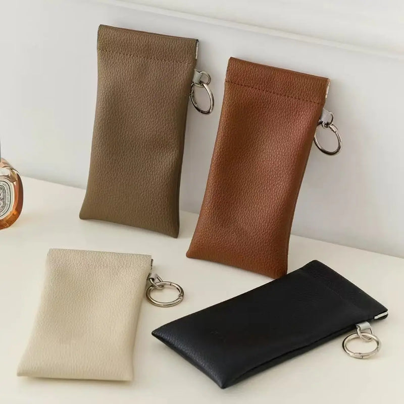 Self-Closing Soft Leather Glasses Case, Large-Capacity Glasses Storage Bag, Sunglasses Storage Bag, Long Wallet Glasses Bag