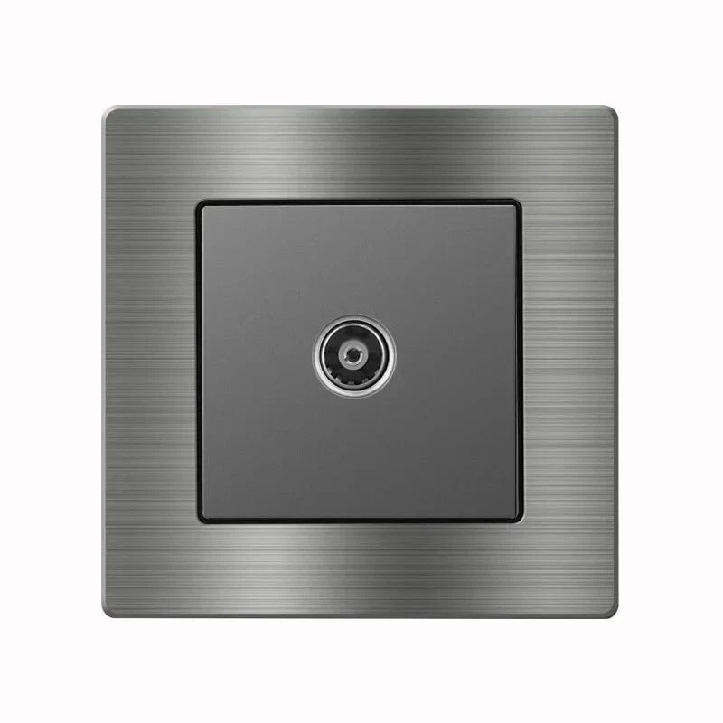 Metal grey Eu wall light switch,Stainless steel universal usb rechargeable electrical socket,220V dimmer speed control switch