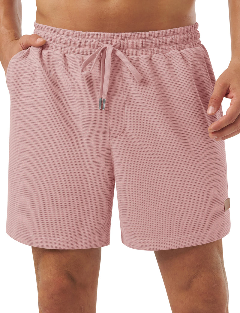 TACVASEN Men's Casual Waflle Shorts Knit 5'' Elastic Waist Drawstring Summer Beach Shorts Lightweight Breathable Streetwear 2026