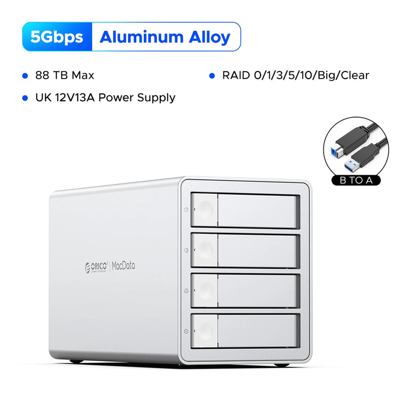 ORICO 3.5"RAID USB3.0 5Gbps HDD Docking Station  150W Power With Cooling Fan for Apple device 5Bay RAID DAS Studio Series