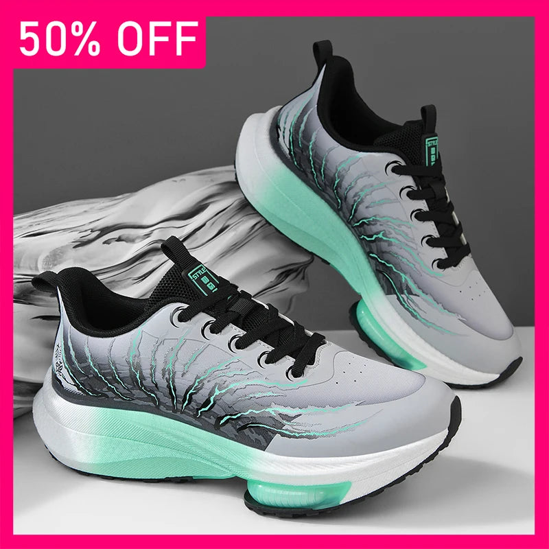 Unisex Sports Shoes Breathable Thick Sole Shock Absorption Professional Running Training Shoes Fashionable Lace Up Sports Shoes