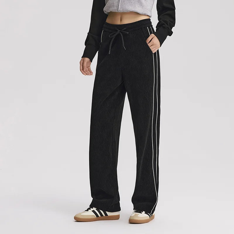 Semir Women Pants Chenille Colorblock Wide Leg Loose Fit Black 2026 Trendy Leg Lengthening Urban Casual Trousers
